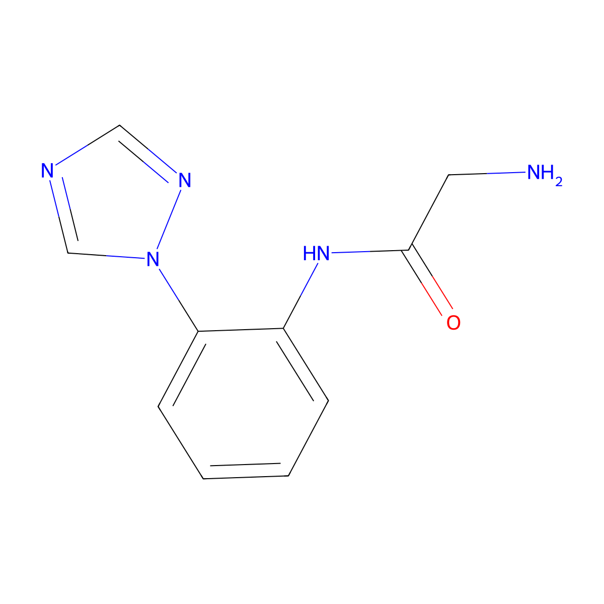 2-amino-N-[2-(1H-1,2,4-triazol-1-yl)phenyl]acetamide molecular structure, CAS 1154731-75-5