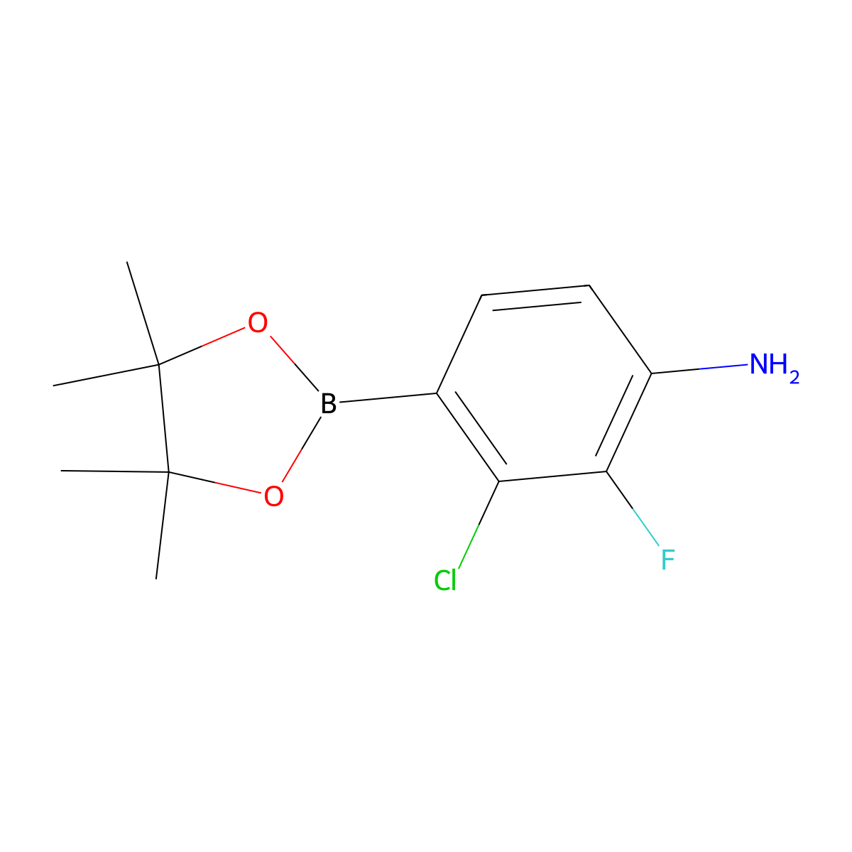 3-Chloro-2-fluoro-4-(4,4,5,5-tetramethyl-1,3,2-dioxaborolan-2-YL)aniline molecular structure, CAS 1154740-65-4