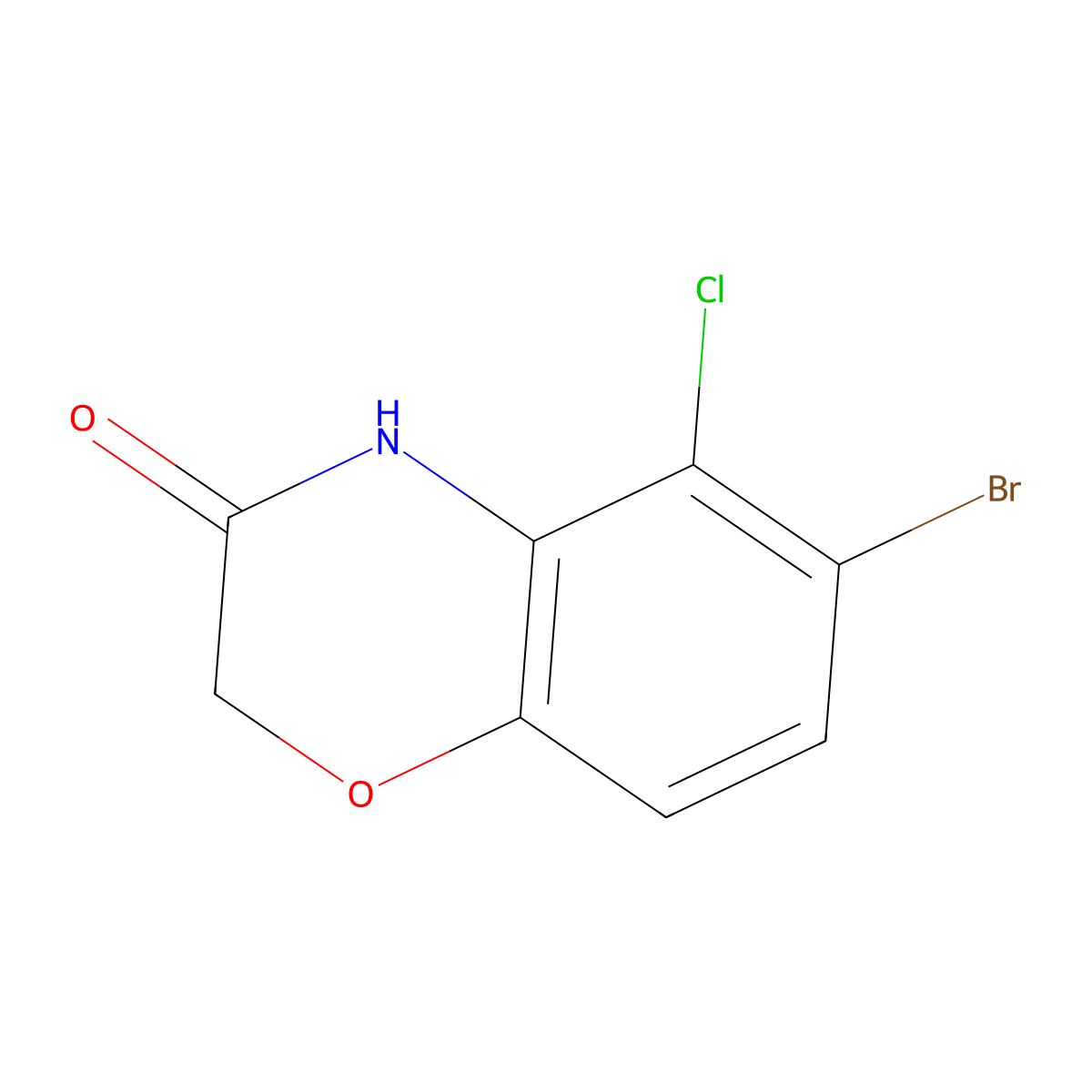 6-bromo-5-chloro-3,4-dihydro-2H-1,4-benzoxazin-3-one molecular structure, CAS 1154740-66-5