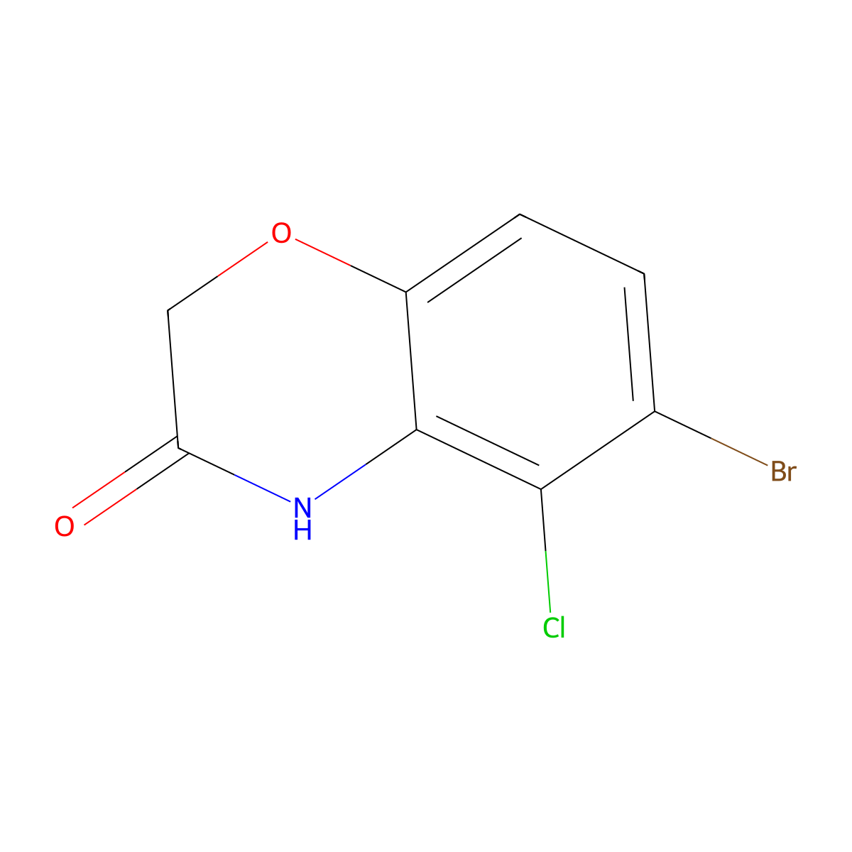 6-bromo-5-chloro-3,4-dihydro-2H-1,4-benzoxazin-3-one molecular structure, CAS 1154740-66-5
