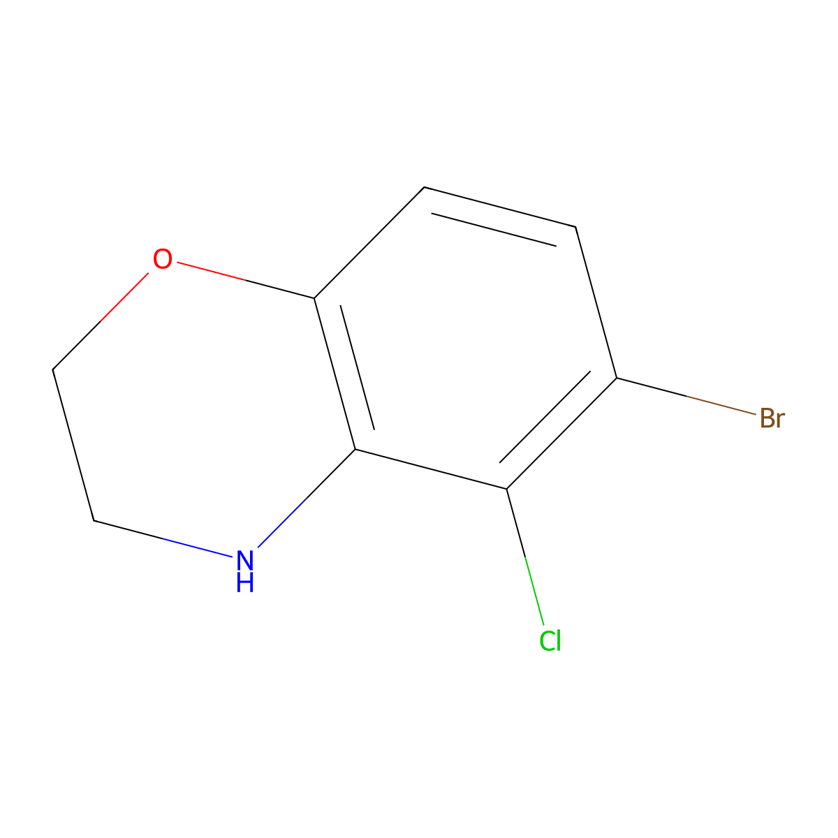 6-bromo-5-chloro-3,4-dihydro-2H-benzo[b][1,4]oxazine molecular structure, CAS 1154740-67-6