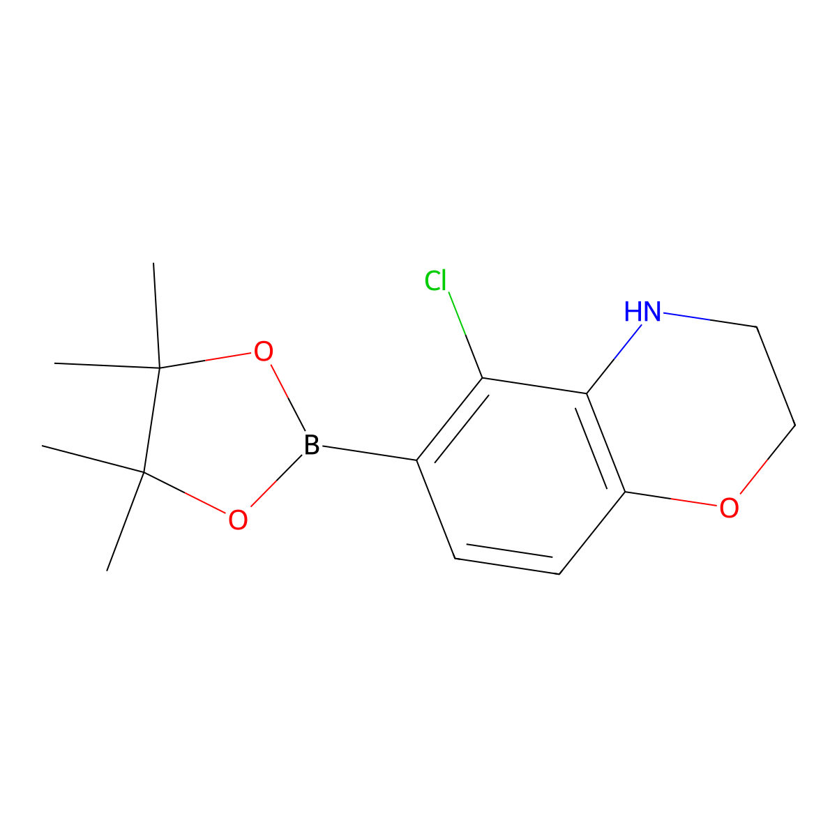 5-chloro-6-(4,4,5,5-tetramethyl-1,3,2-dioxaborolan-2-yl)-3,4-dihydro-2H-benzo[b][1,4]oxazine molecular structure, CAS 1154740-68-7