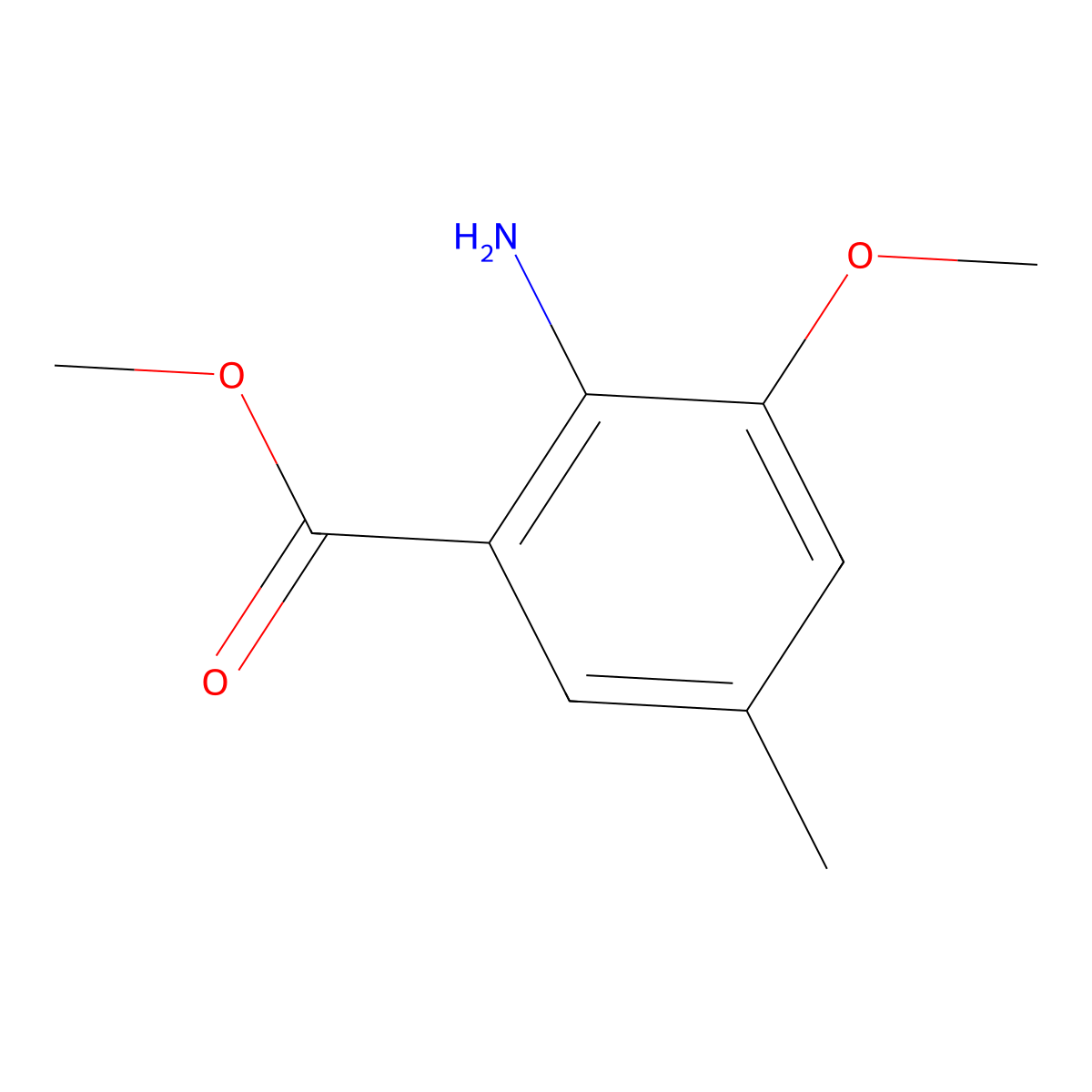 Methyl 2-amino-3-methoxy-5-methylbenzoate molecular structure, CAS 115475-74-6