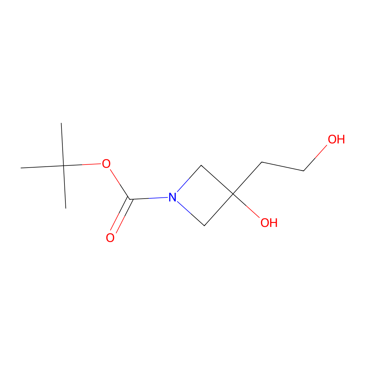 Tert-butyl 3-hydroxy-3-(2-hydroxyethyl)azetidine-1-carboxylate molecular structure, CAS 1154760-04-9