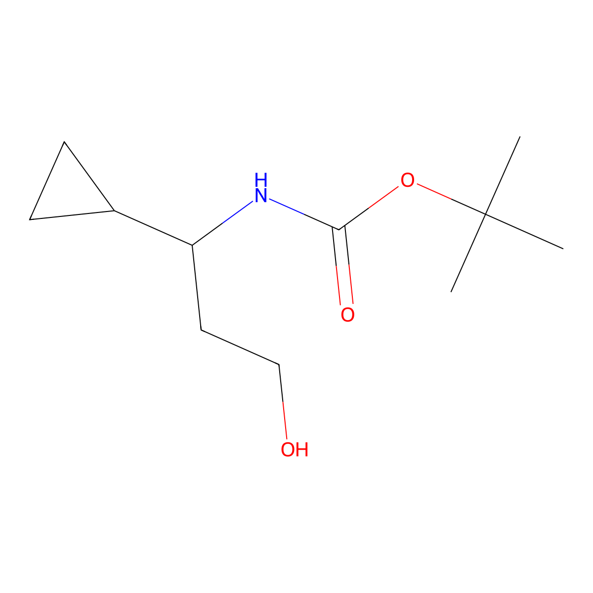 tert-butyl N-(1-cyclopropyl-3-hydroxypropyl)carbamate molecular structure, CAS 1154761-14-4