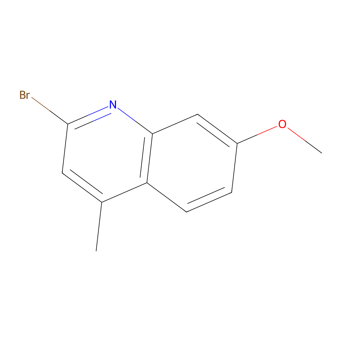 Quinoline, 2-bromo-7-methoxy-4-methyl- molecular structure, CAS 115486-12-9