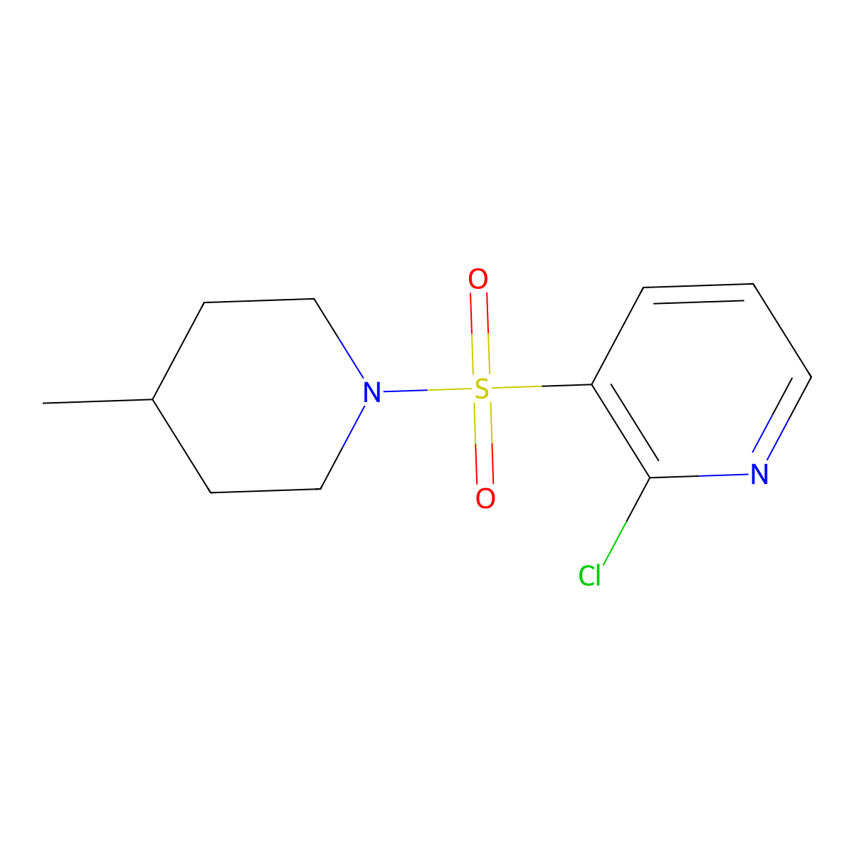 2-Chloro-3-[(4-methylpiperidin-1-yl)sulfonyl]pyridine molecular structure, CAS 1154872-80-6