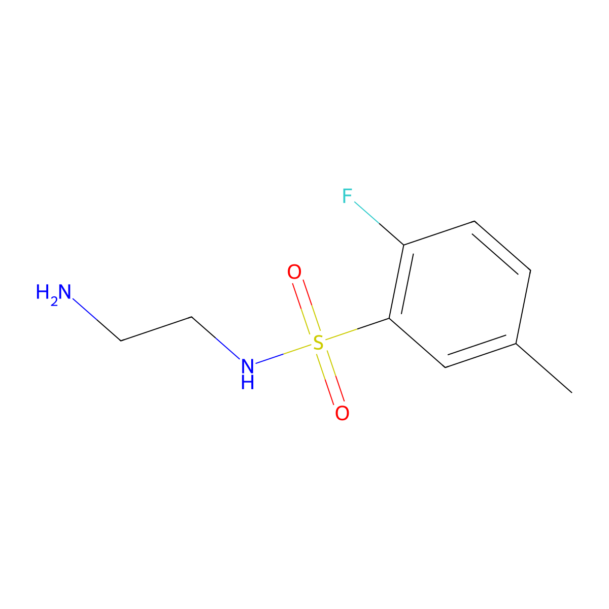 N-(2-Aminoethyl)-2-fluoro-5-methylbenzene-1-sulfonamide molecular structure, CAS 1154874-96-0