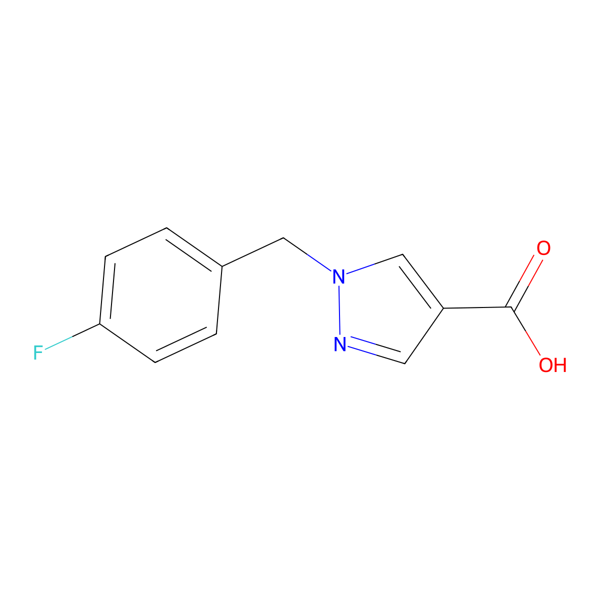 1-(4-Fluorobenzyl)-1H-pyrazole-4-carboxylic acid molecular structure, CAS 1154881-57-8