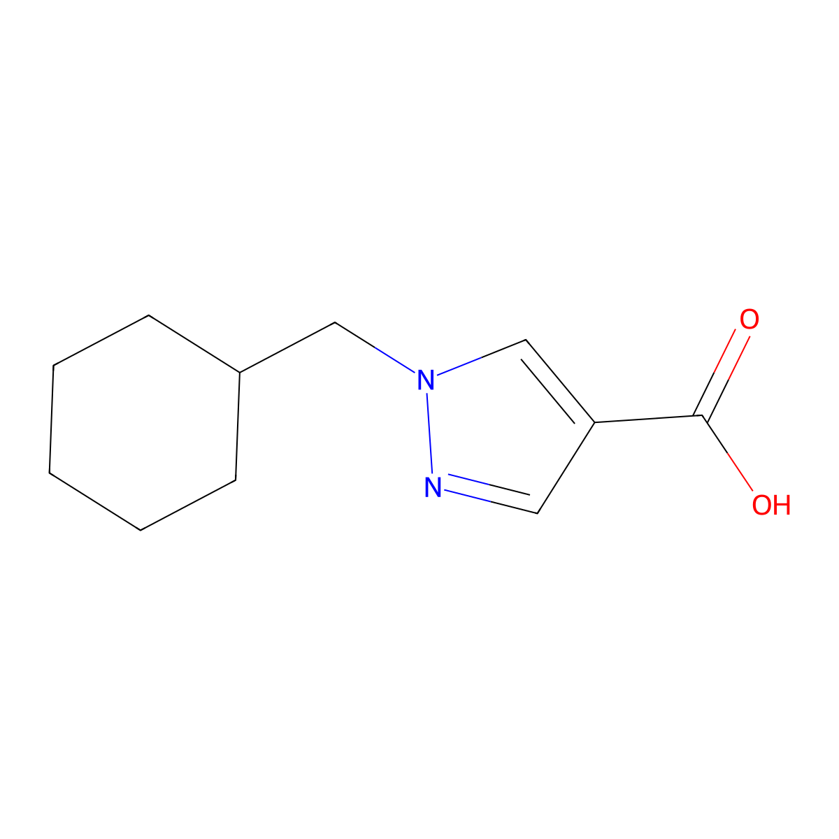 1-(cyclohexylmethyl)-1H-pyrazole-4-carboxylic acid molecular structure, CAS 1154881-80-7