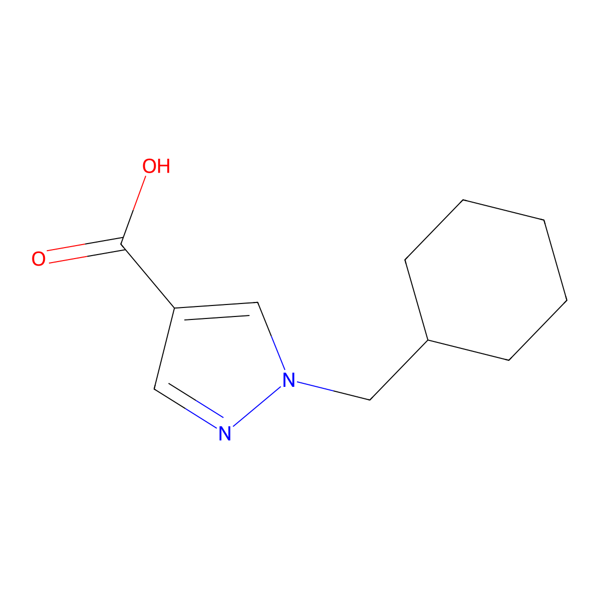 1-(cyclohexylmethyl)-1H-pyrazole-4-carboxylic acid molecular structure, CAS 1154881-80-7