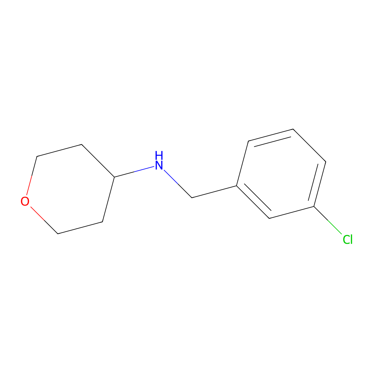N-(3-Chlorobenzyl)tetrahydro-2H-pyran-4-amine molecular structure, CAS 1154882-41-3