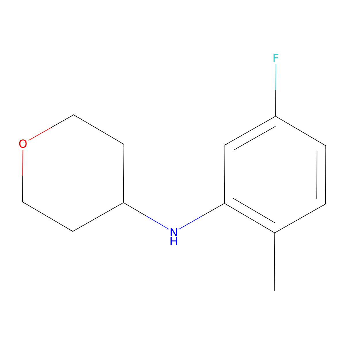 N-(5-fluoro-2-methylphenyl)oxan-4-amine molecular structure, CAS 1154887-26-9
