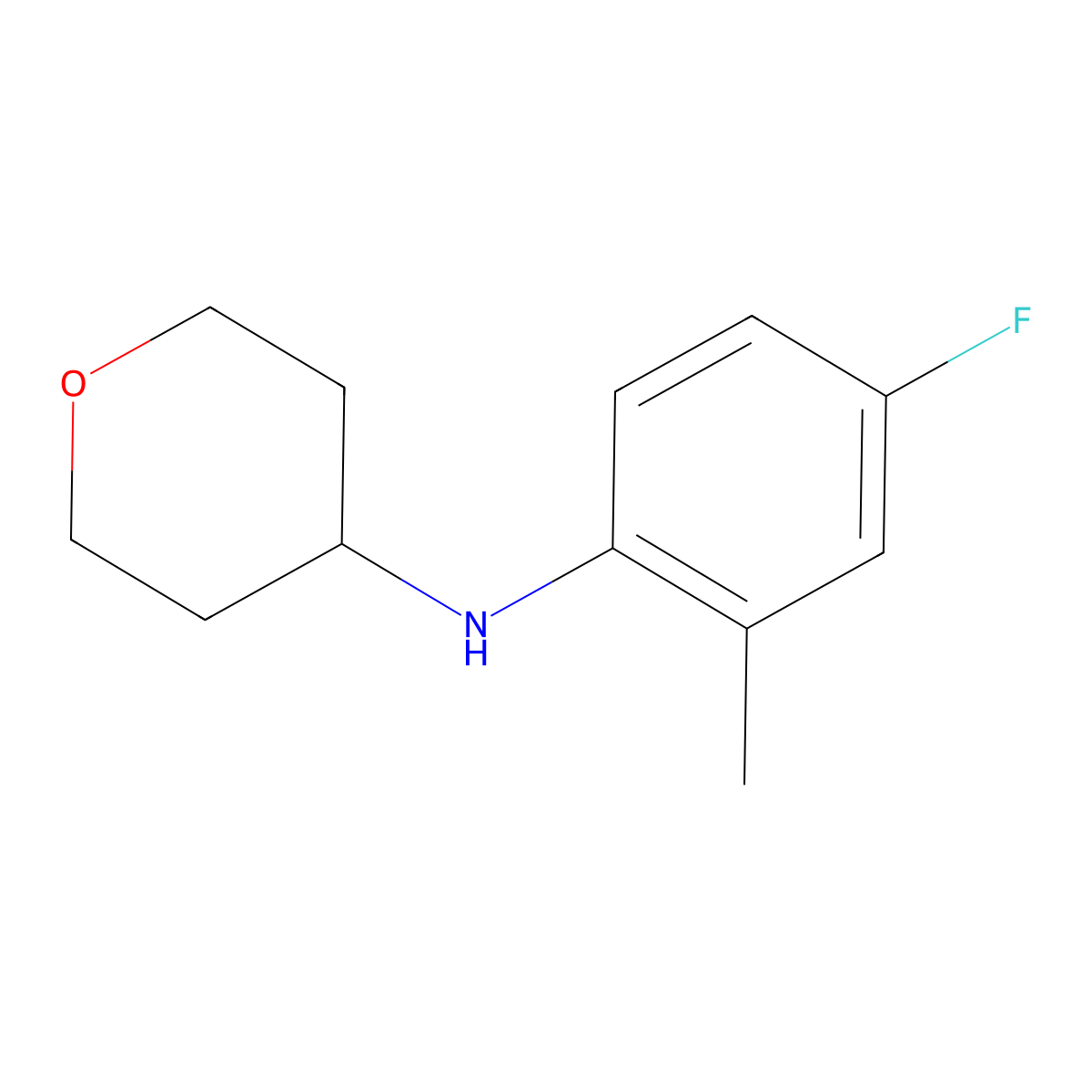 N-(4-fluoro-2-methylphenyl)oxan-4-amine molecular structure, CAS 1154887-51-0