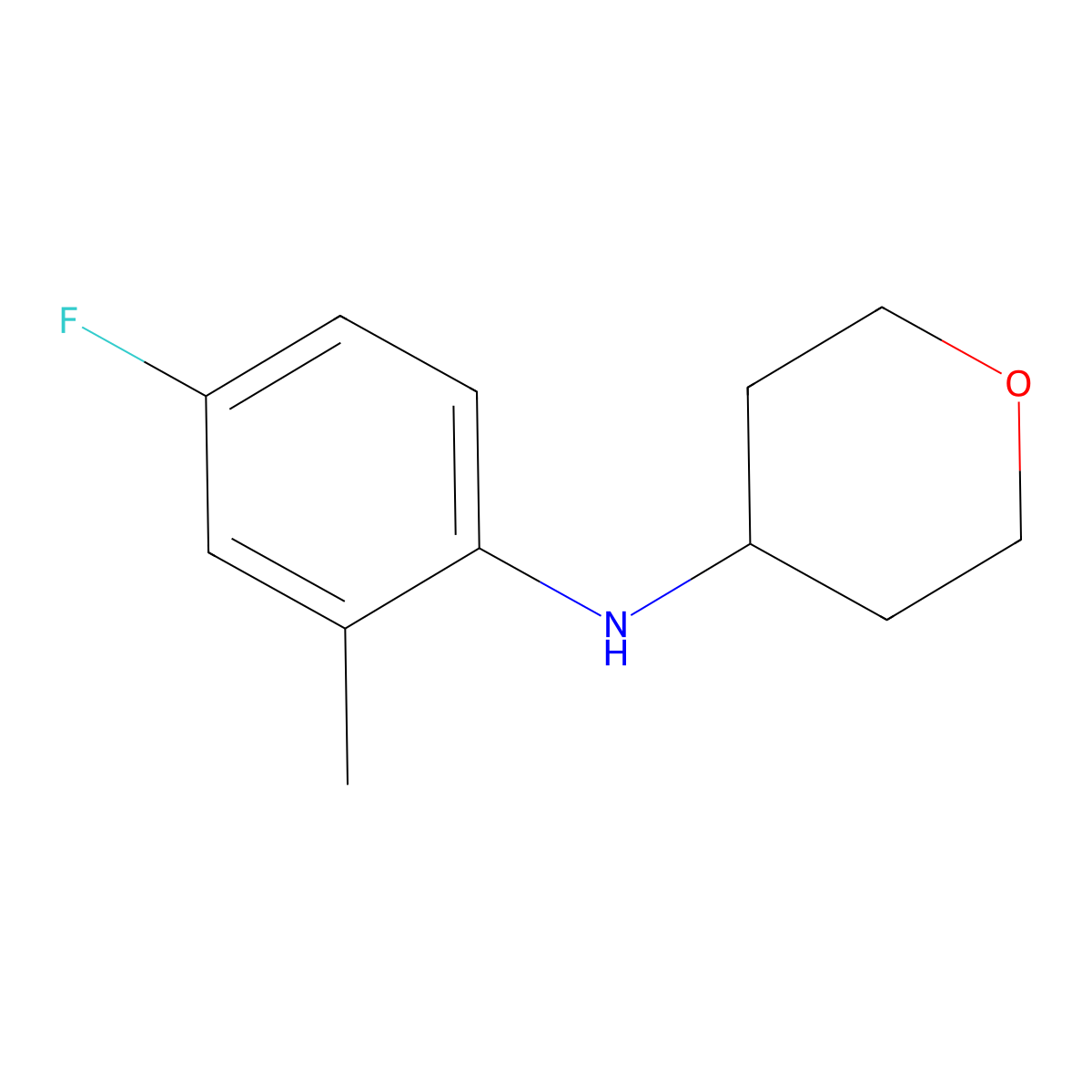 N-(4-fluoro-2-methylphenyl)oxan-4-amine molecular structure, CAS 1154887-51-0
