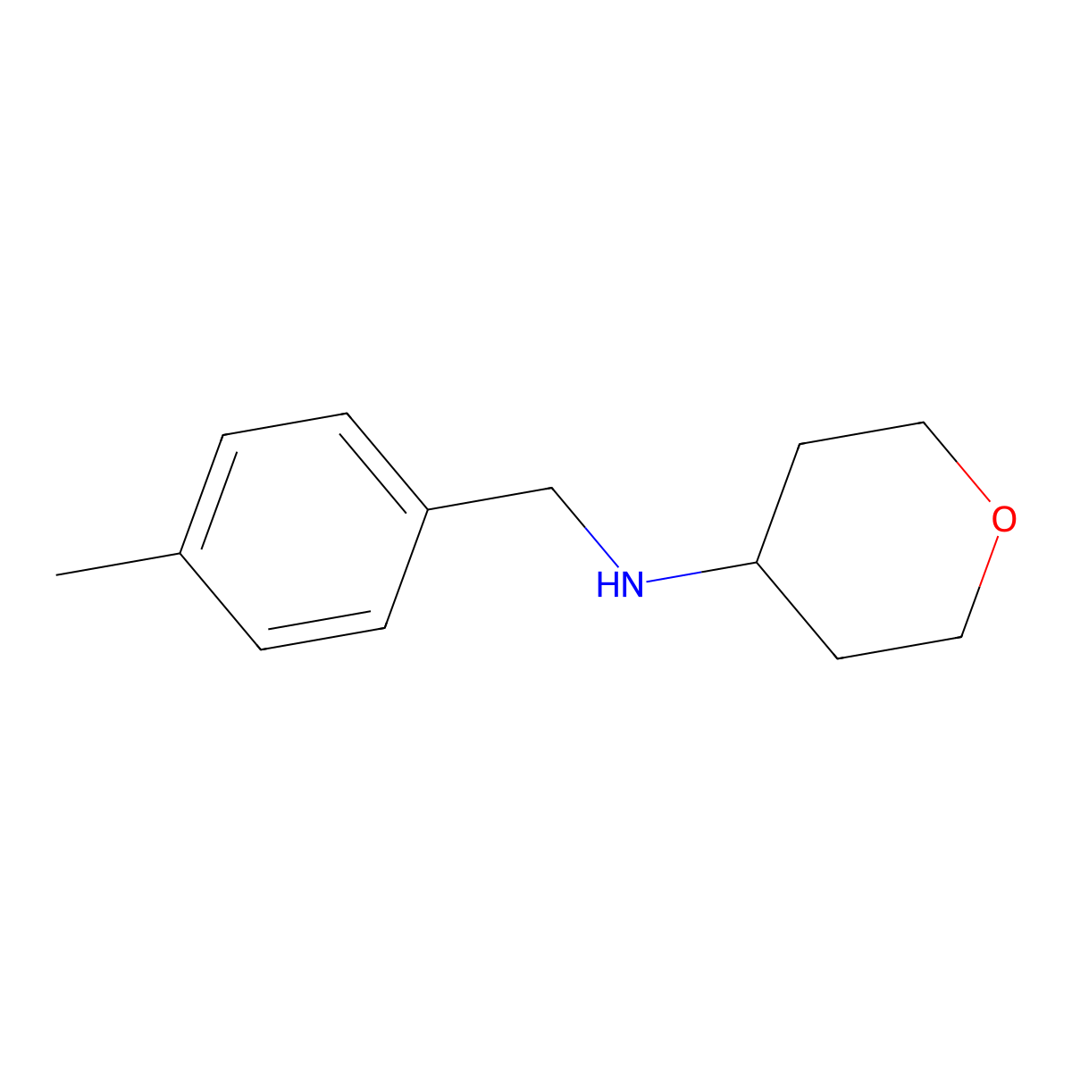 N-[(4-methylphenyl)methyl]oxan-4-amine molecular structure, CAS 1154887-64-5