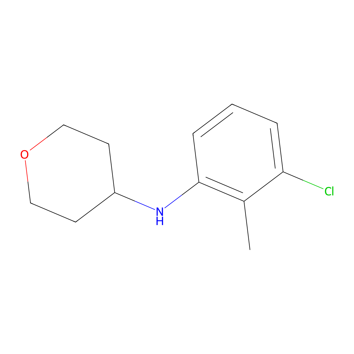N-(3-chloro-2-methylphenyl)oxan-4-amine molecular structure, CAS 1154888-92-2