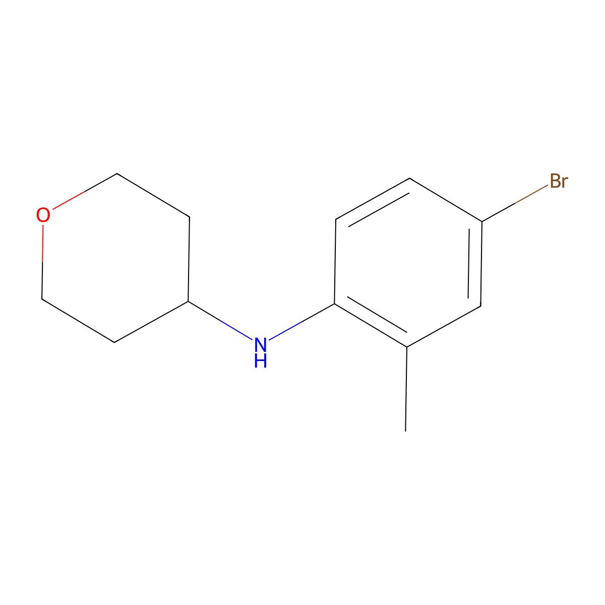N-(4-bromo-2-methylphenyl)oxan-4-amine molecular structure, CAS 1154888-99-9