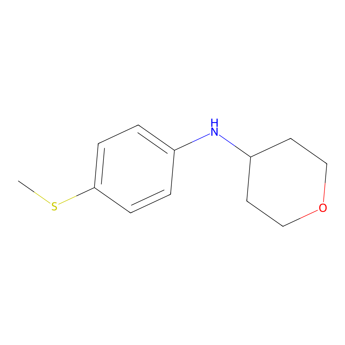 N-[4-(Methylsulfanyl)phenyl]oxan-4-amine molecular structure, CAS 1154889-16-3