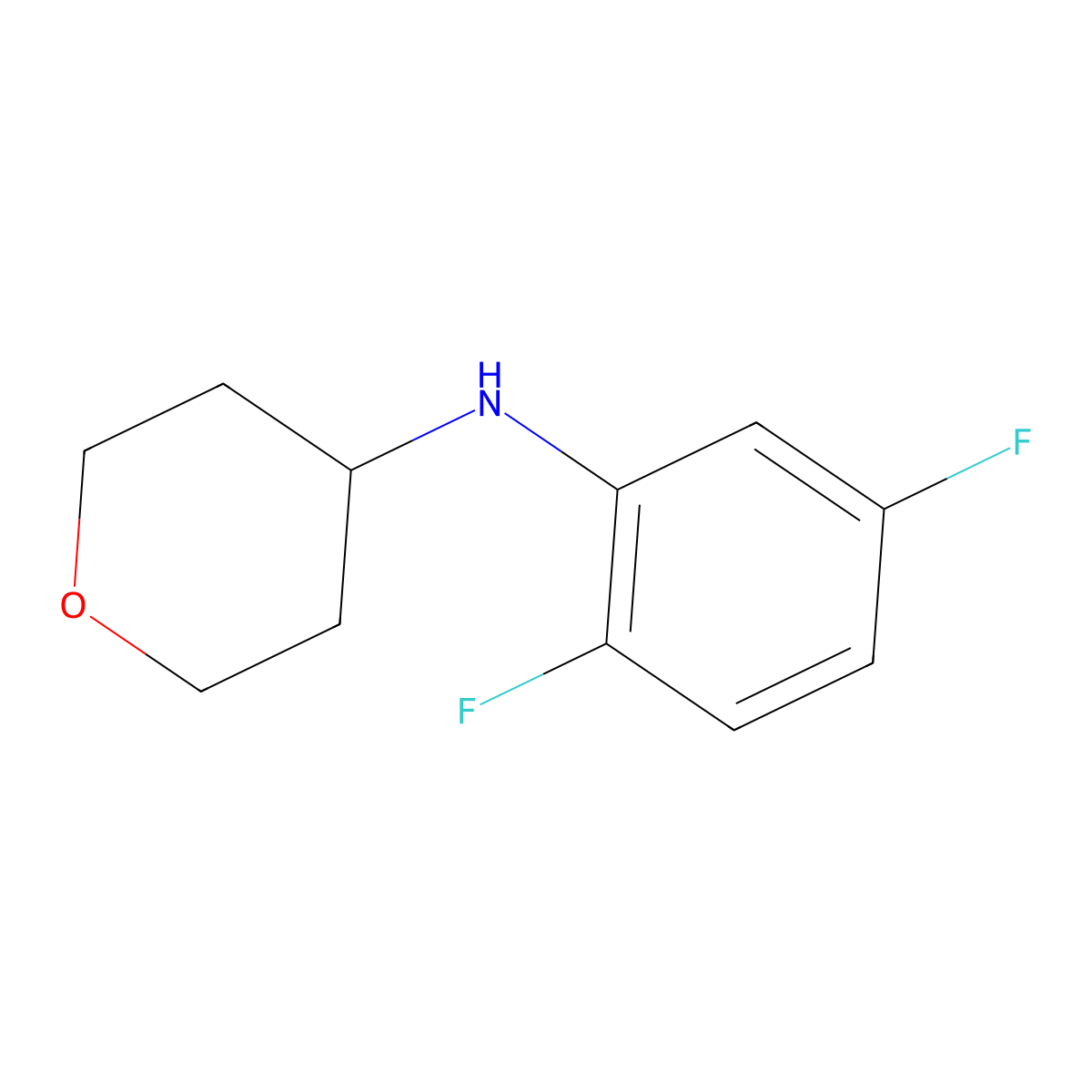 N-(2,5-difluorophenyl)oxan-4-amine molecular structure, CAS 1154889-33-4