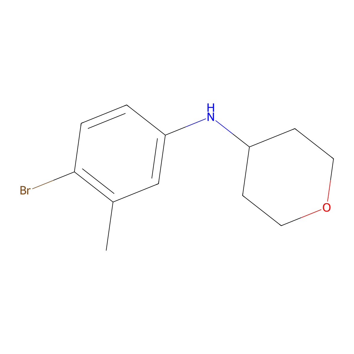 N-(4-bromo-3-methylphenyl)oxan-4-amine molecular structure, CAS 1154889-42-5