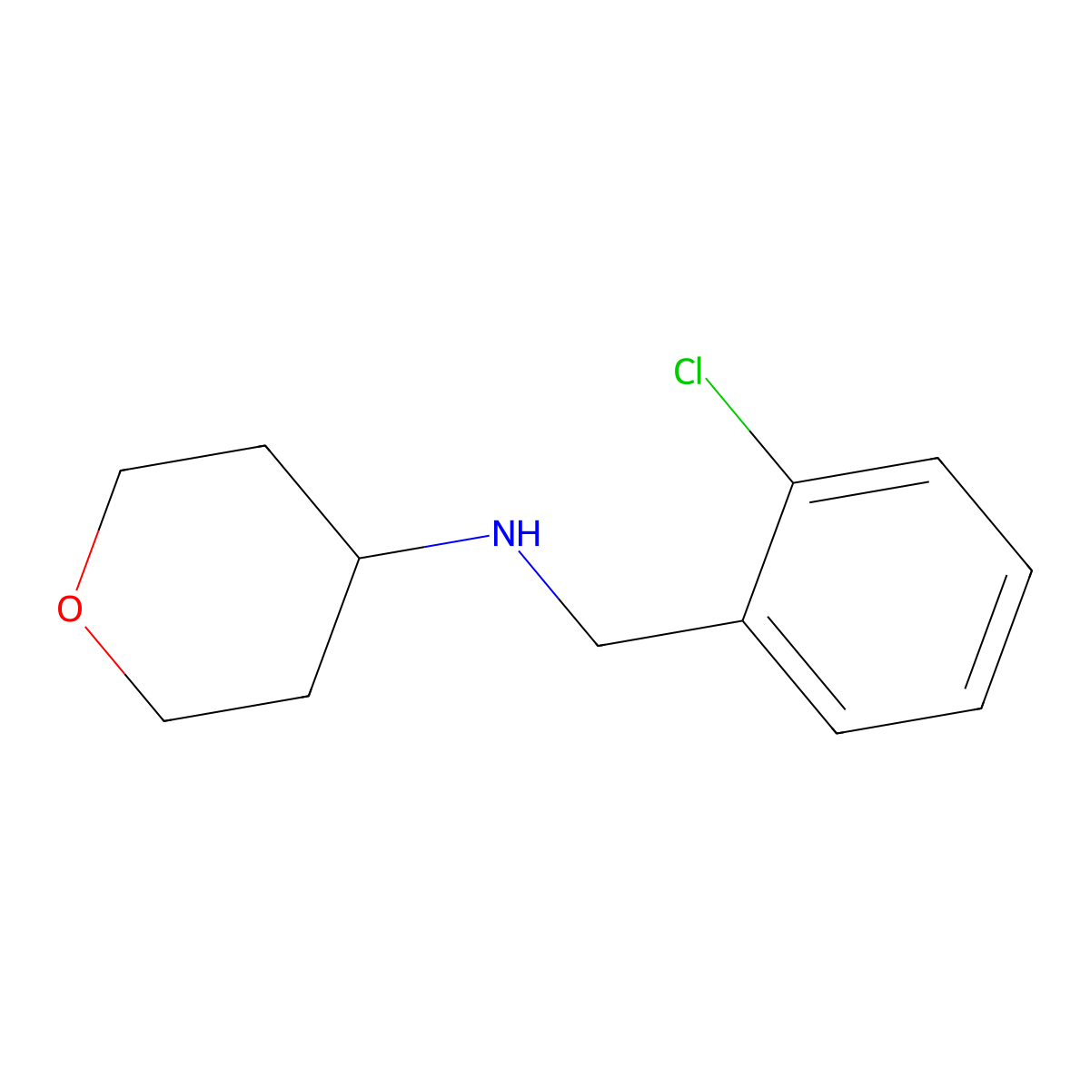 N-[(2-chlorophenyl)methyl]oxan-4-amine molecular structure, CAS 1154889-50-5