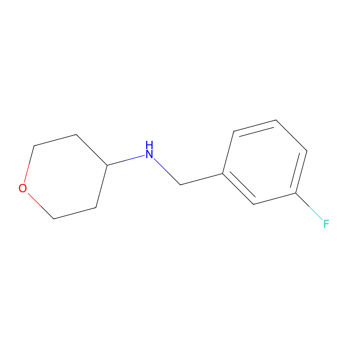 N-[(3-fluorophenyl)methyl]oxan-4-amine molecular structure, CAS 1154889-56-1