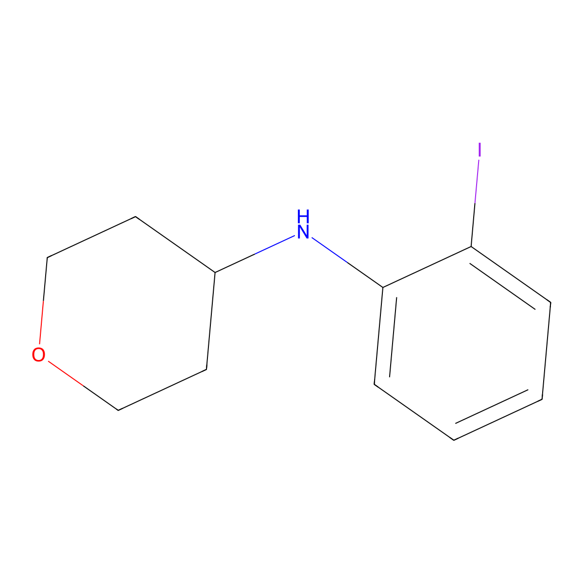 N-(2-iodophenyl)oxan-4-amine molecular structure, CAS 1154889-82-3
