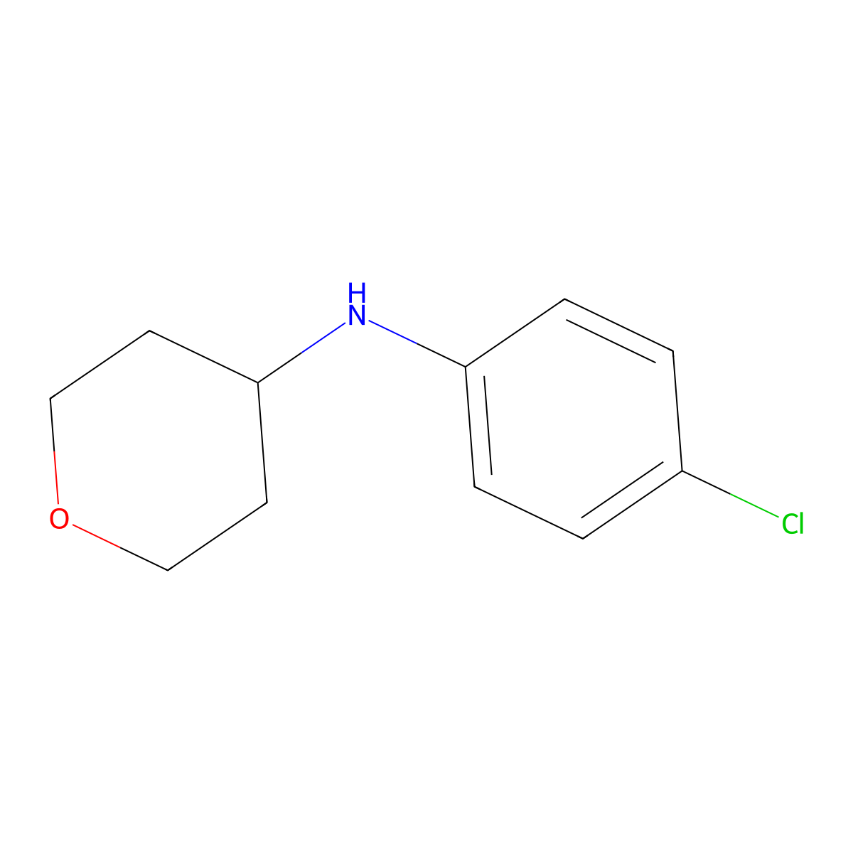 N-(4-chlorophenyl)oxan-4-amine molecular structure, CAS 1154890-10-4