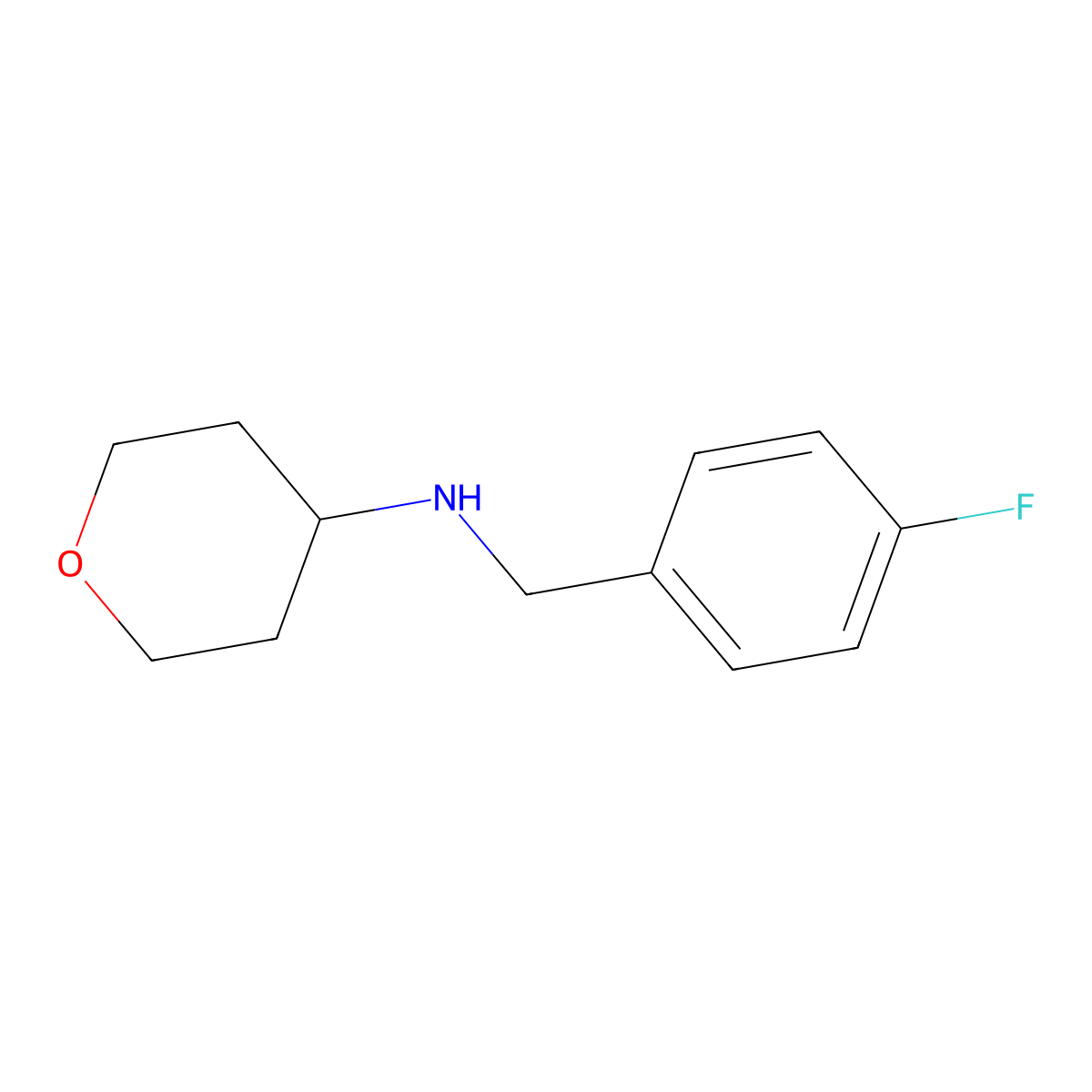 N-((4-fluorophenyl)methyl)oxan-4-amine molecular structure, CAS 1154890-30-8