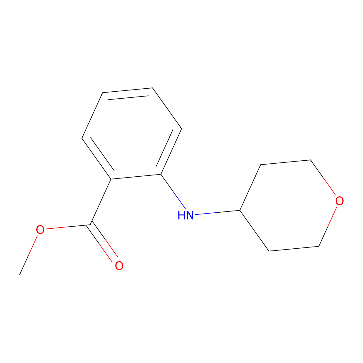 Methyl 2-[(oxan-4-yl)amino]benzoate molecular structure, CAS 1154890-42-2