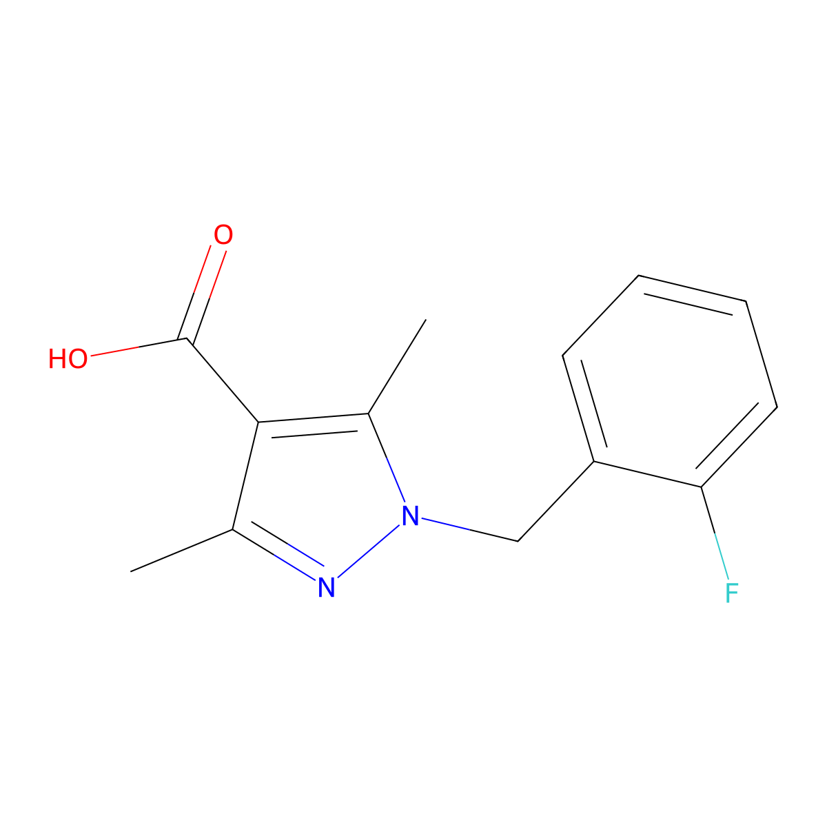 1-(2-Fluorobenzyl)-3,5-dimethyl-1H-pyrazole-4-carboxylic acid molecular structure, CAS 1154890-96-6