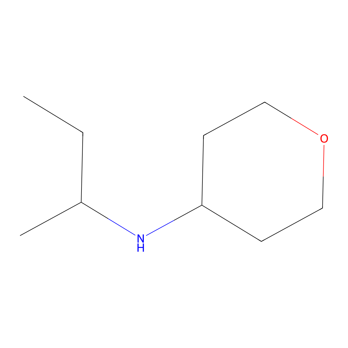 N-(butan-2-yl)oxan-4-amine molecular structure, CAS 1154893-28-3