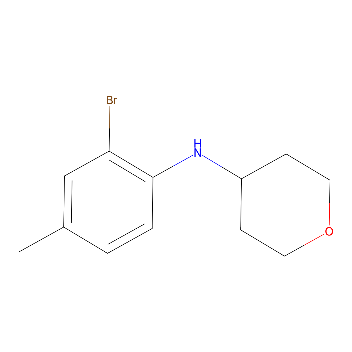N-(2-bromo-4-methylphenyl)oxan-4-amine molecular structure, CAS 1154893-56-7