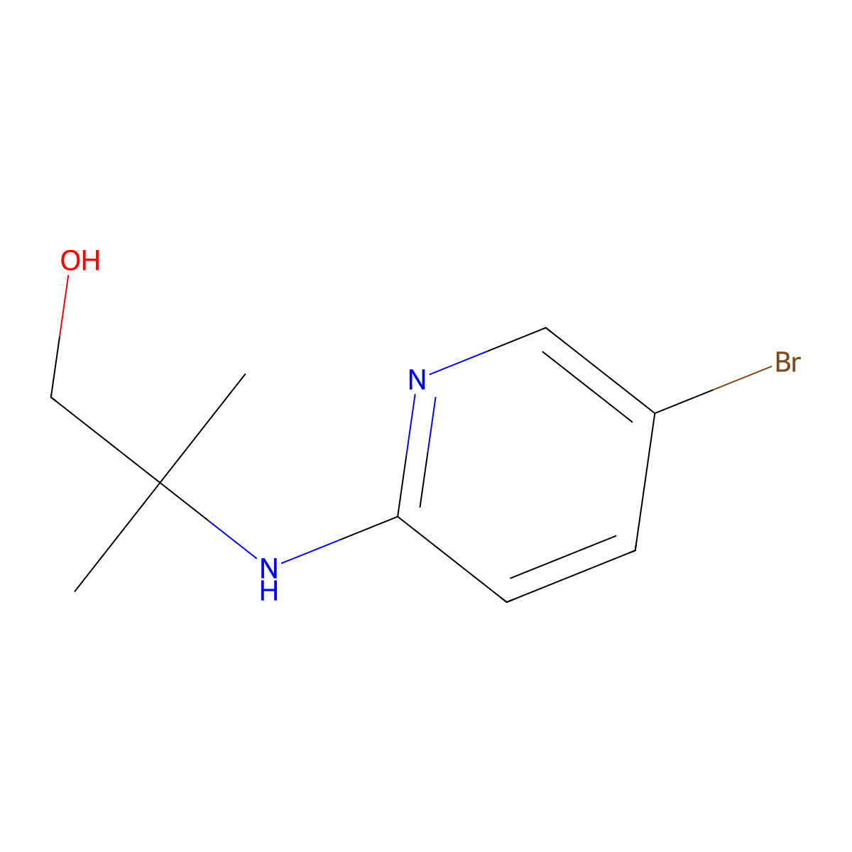 2-((5-Bromopyridin-2-yl)amino)-2-methylpropan-1-ol molecular structure, CAS 1154894-63-9