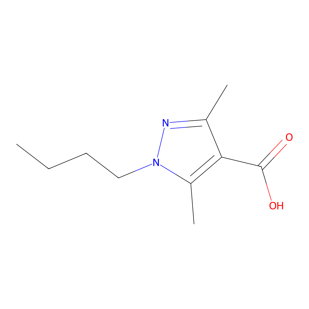 1-Butyl-3,5-dimethyl-1h-pyrazole-4-carboxylic acid molecular structure, CAS 1154897-63-8