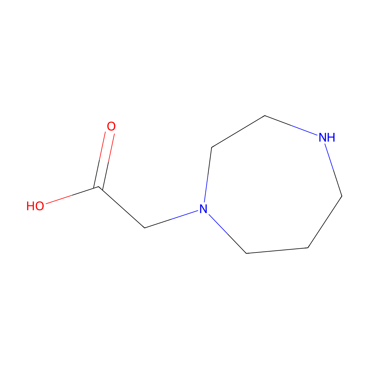 2-(1,4-Diazepan-1-yl)acetic acid molecular structure, CAS 1154897-96-7