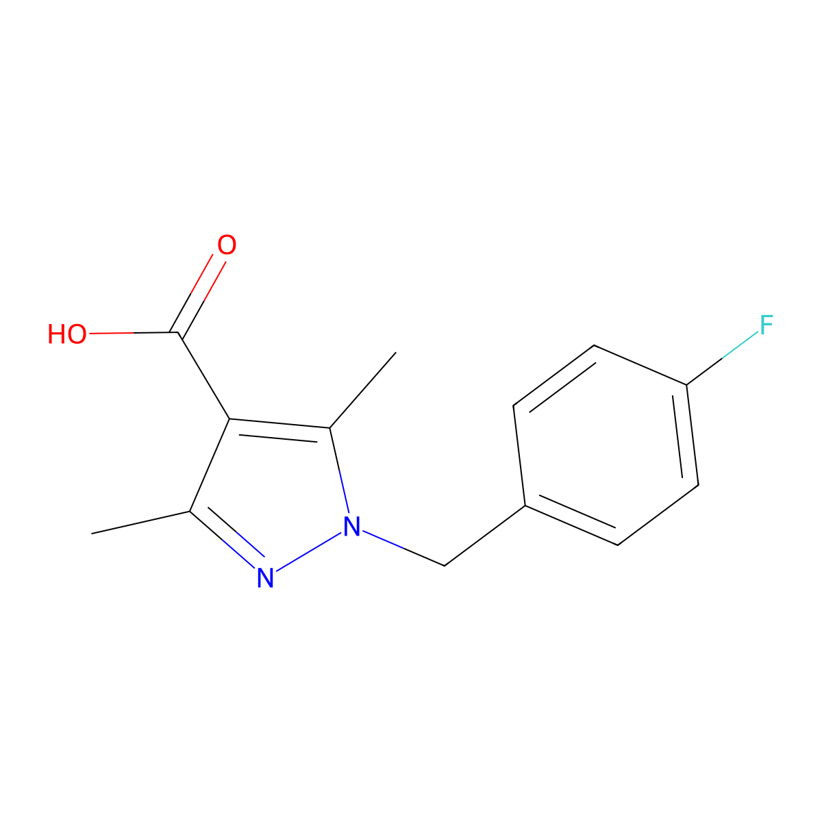 1-(4-Fluorobenzyl)-3,5-dimethyl-1H-pyrazole-4-carboxylic acid molecular structure, CAS 1154898-82-4