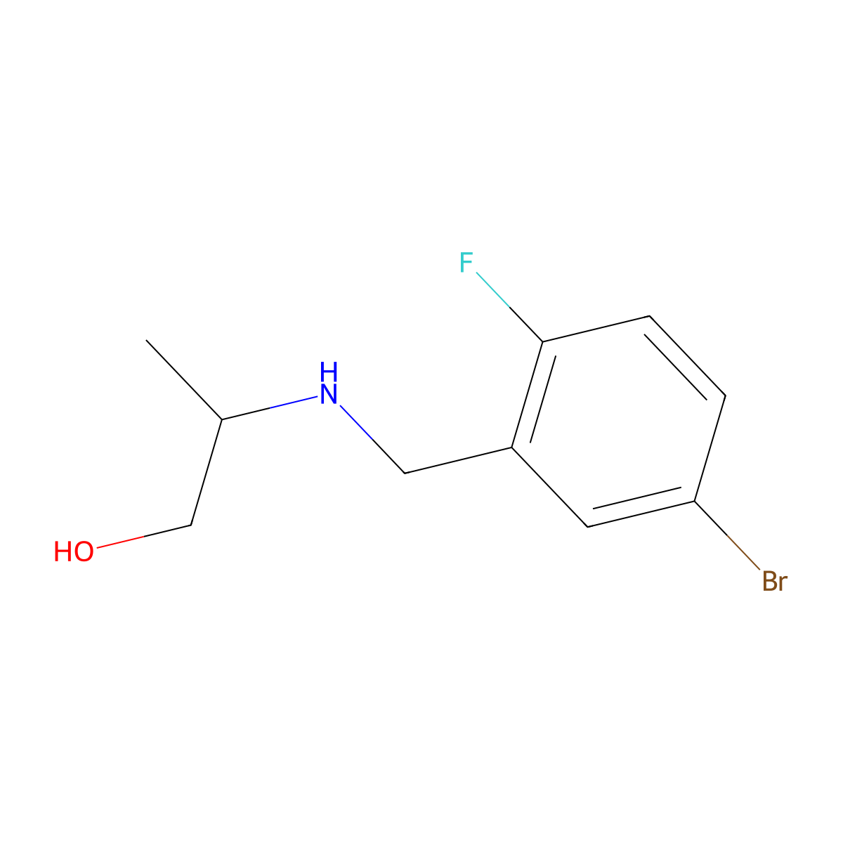 2-{[(5-Bromo-2-fluorophenyl)methyl]amino}propan-1-ol molecular structure, CAS 1154901-48-0