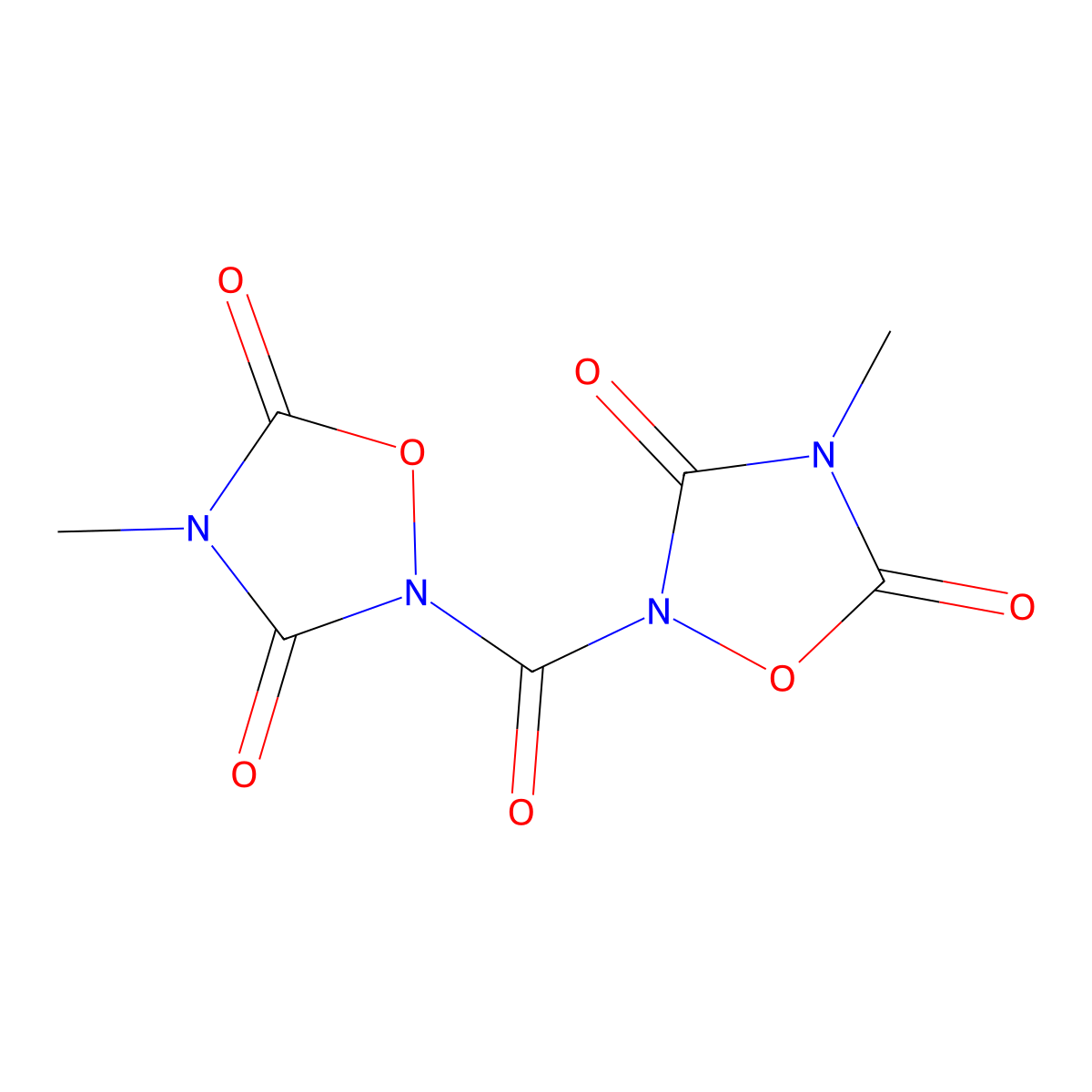 2,2'-Carbonylbis(4-methyl-1,2,4-oxadiazolidine-3,5-dione) molecular structure, CAS 115491-90-2