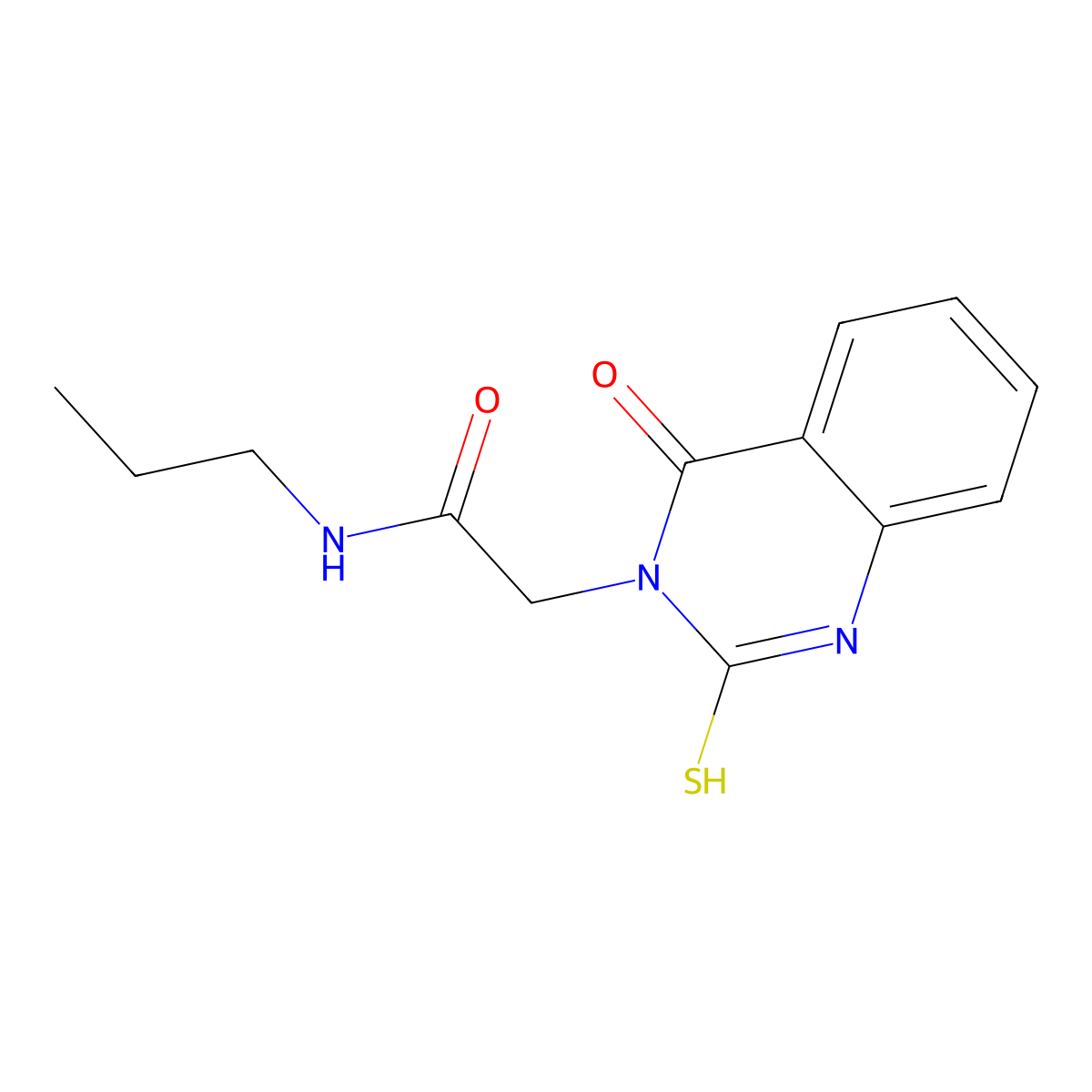 2-(4-oxo-2-sulfanylidene-1,2,3,4-tetrahydroquinazolin-3-yl)-N-propylacetamide molecular structure, CAS 1154912-71-6