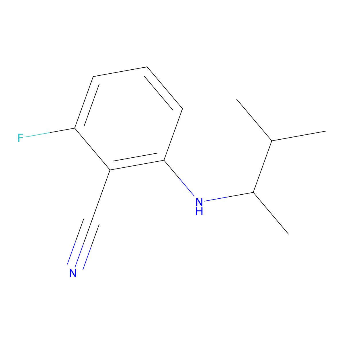 2-Fluoro-6-[(3-methylbutan-2-yl)amino]benzonitrile molecular structure, CAS 1154914-84-7