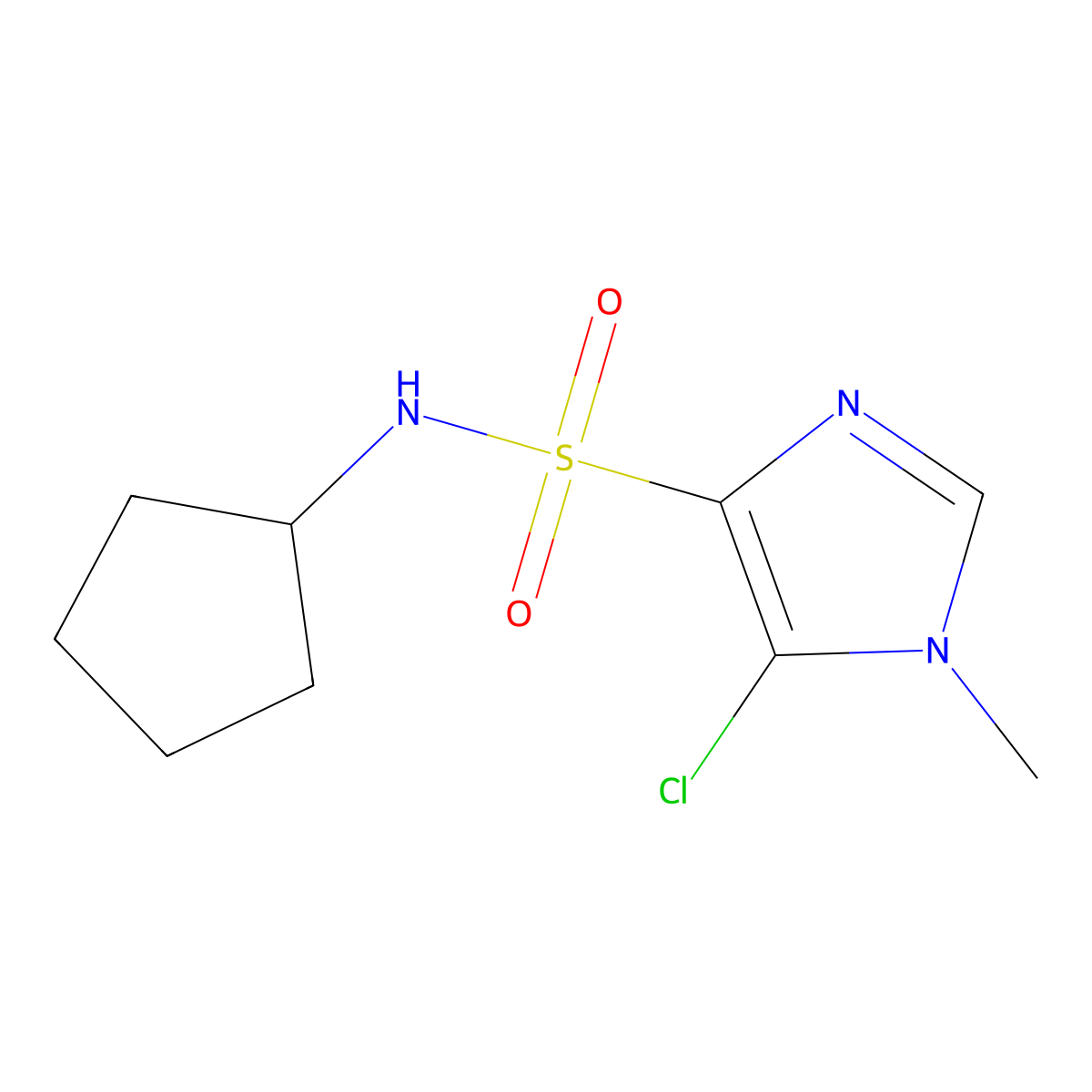 5-chloro-N-cyclopentyl-1-methyl-1H-imidazole-4-sulfonamide molecular structure, CAS 1154914-95-0