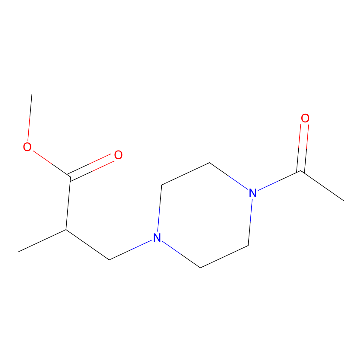 Methyl 3-(4-acetylpiperazin-1-yl)-2-methylpropanoate molecular structure, CAS 1154916-98-9