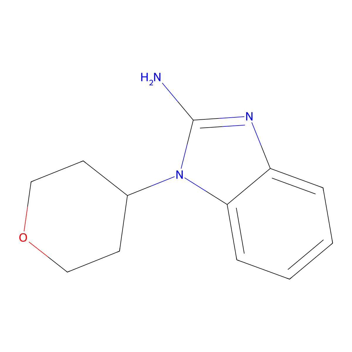 1-(oxan-4-yl)-1H-1,3-benzodiazol-2-amine molecular structure, CAS 1154927-58-8
