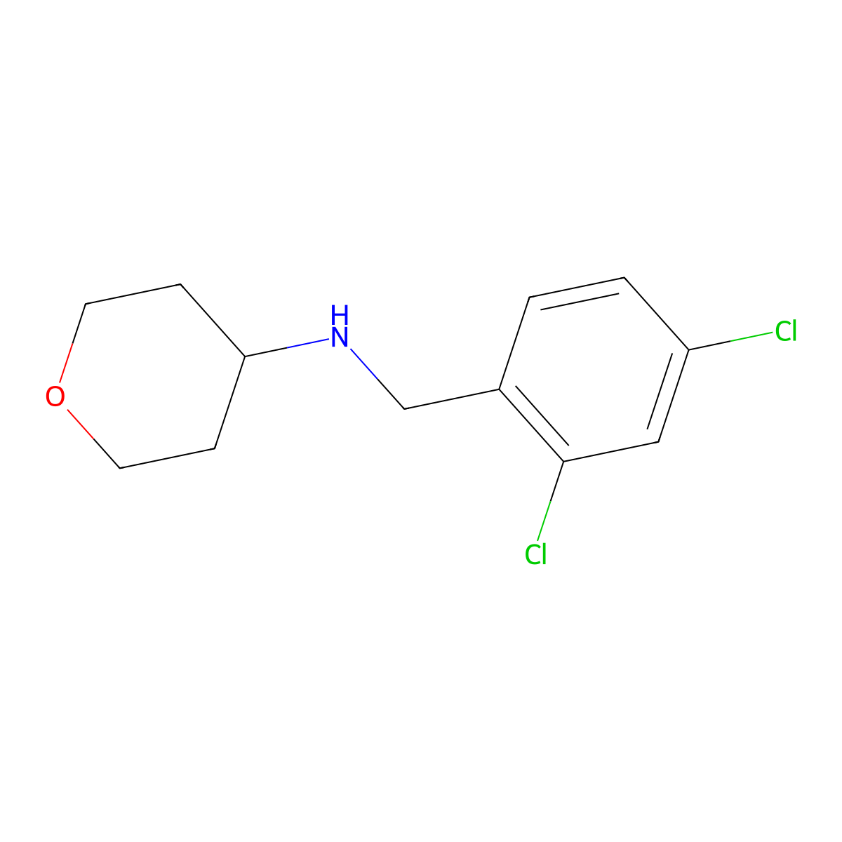 N-[(2,4-dichlorophenyl)methyl]oxan-4-amine molecular structure, CAS 1154931-42-6