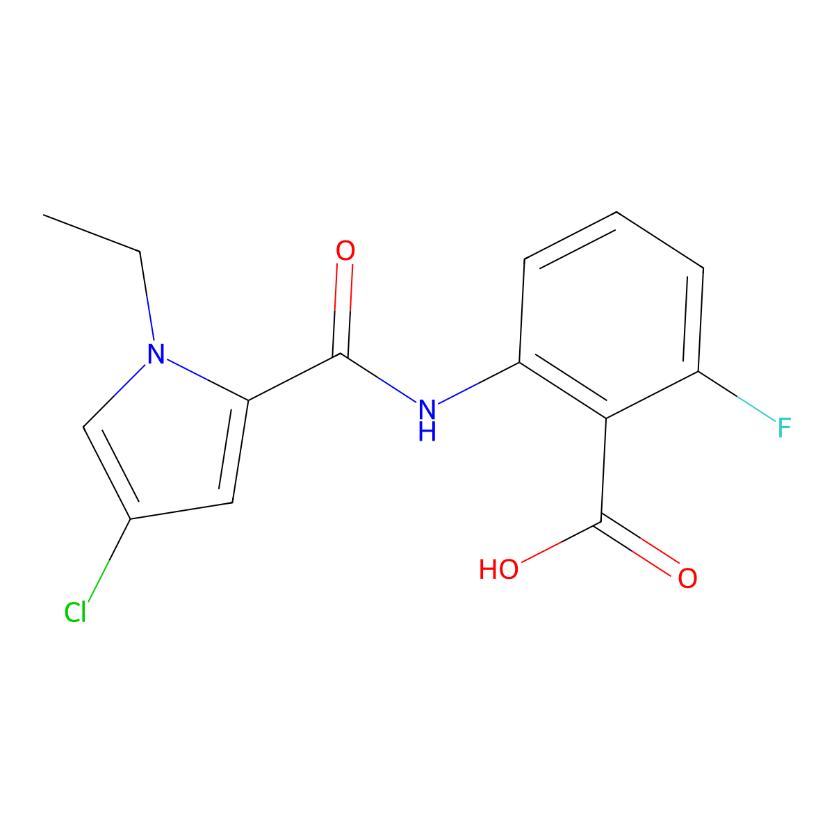 2-(4-chloro-1-ethyl-1H-pyrrole-2-amido)-6-fluorobenzoic acid molecular structure, CAS 1154932-66-7