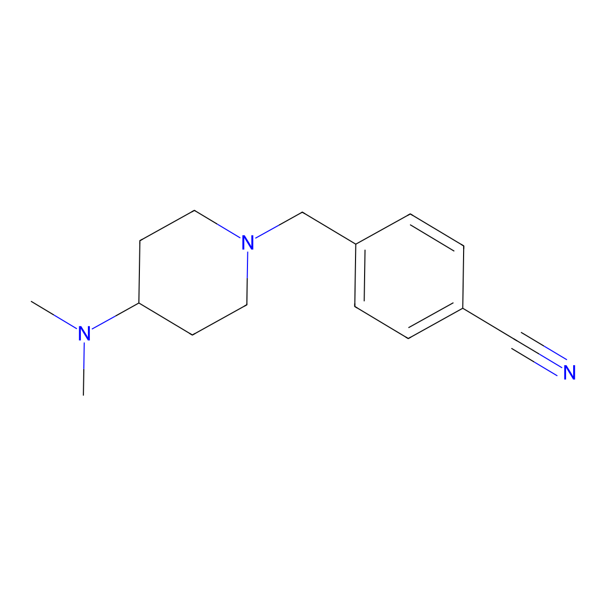4-((4-(Dimethylamino)piperidin-1-yl)methyl)benzonitrile molecular structure, CAS 1154934-27-6