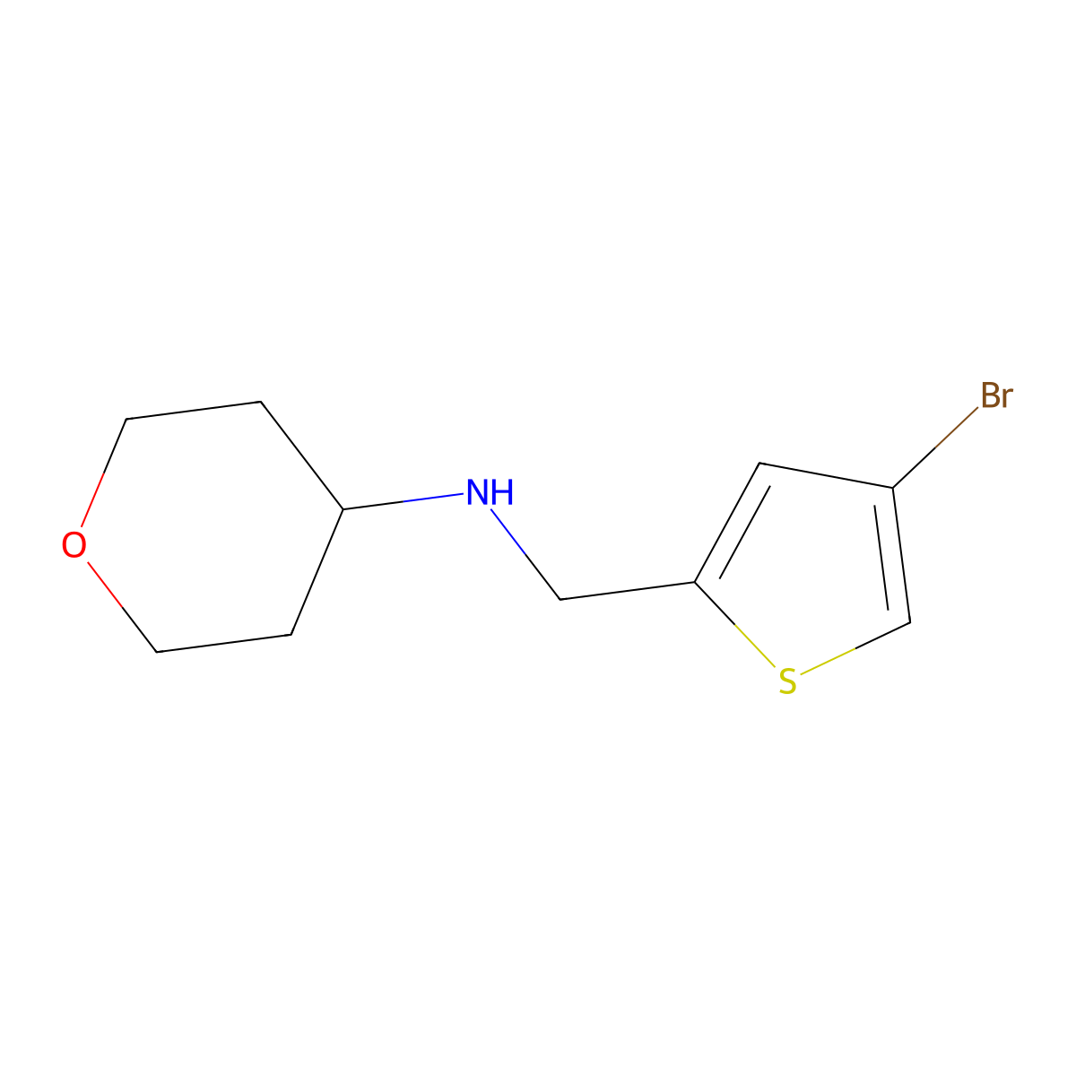 N-[(4-bromothiophen-2-yl)methyl]oxan-4-amine molecular structure, CAS 1154934-63-0