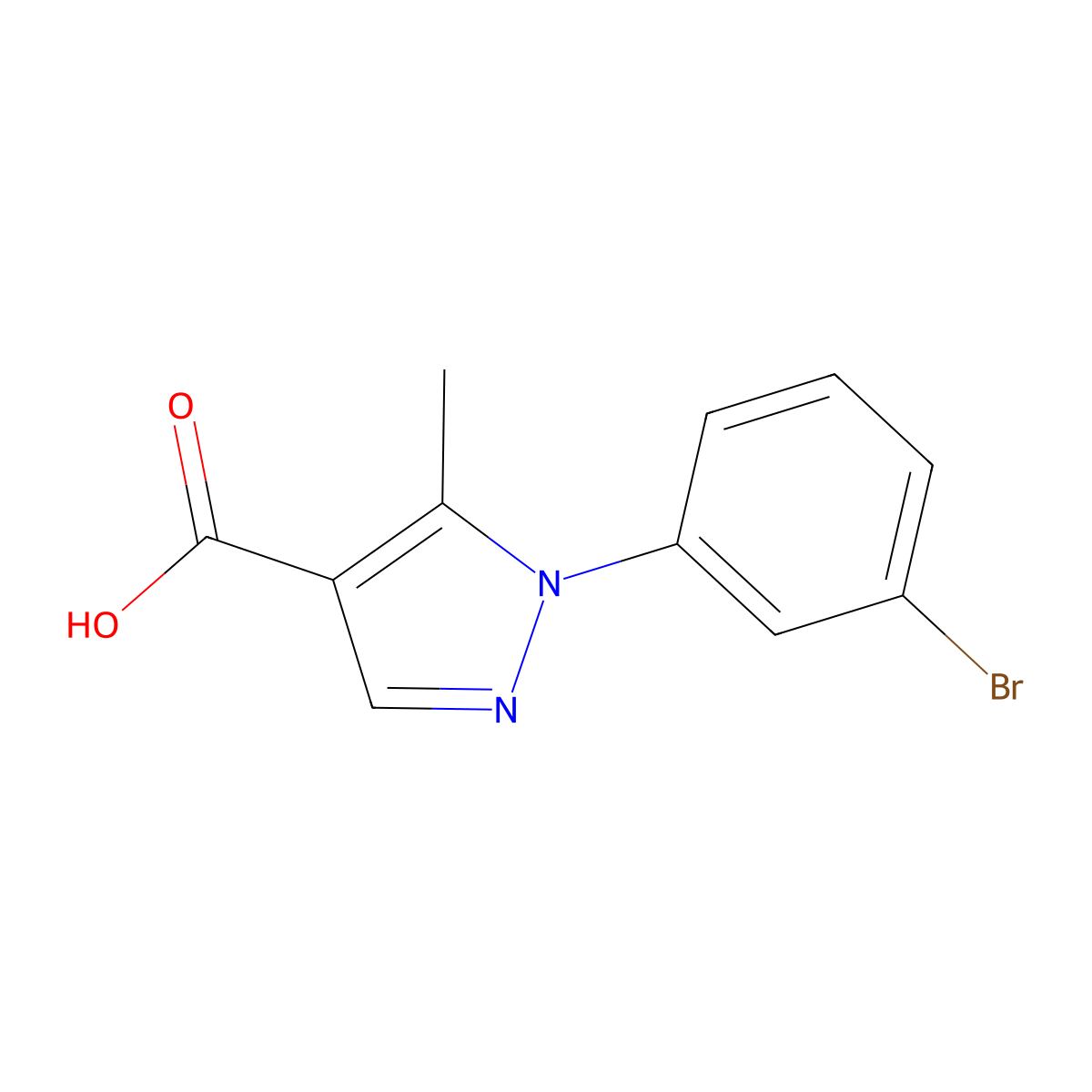 1-(3-bromophenyl)-5-methyl-1H-pyrazole-4-carboxylic acid molecular structure, CAS 1154937-57-1